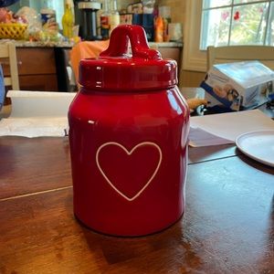 Rae dunn red baby heart canister